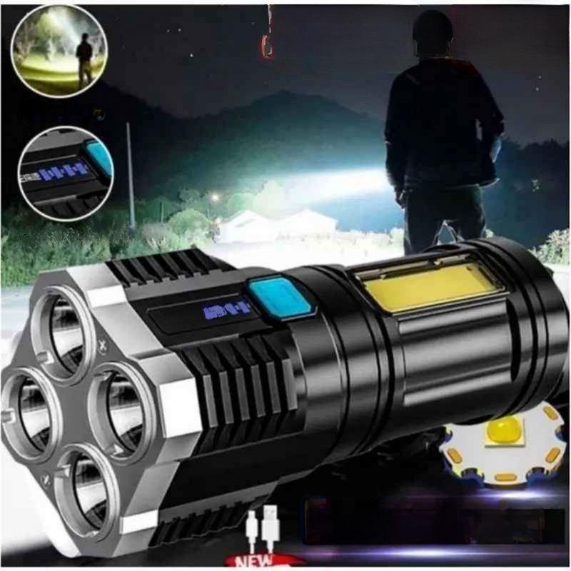 Lanterna com 4 LEDs  Usb Recarregável, Alta Potência - Vectro