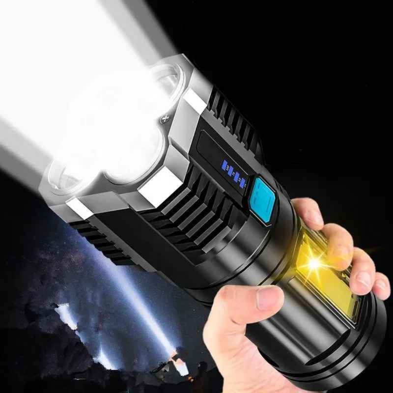 Lanterna com 4 LEDs  Usb Recarregável, Alta Potência - Vectro