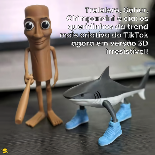 Bonecos Meme 3D Tung Sahur, Tralalero Tralala e Bombardino Crocodile