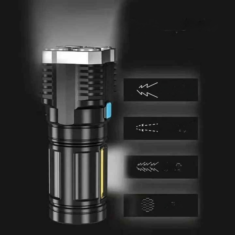 Lanterna com 4 LEDs  Usb Recarregável, Alta Potência - Vectro