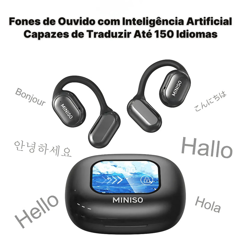 Fone Bluetooth Miniso Tradutor com Tela Touch | Innova Fácil