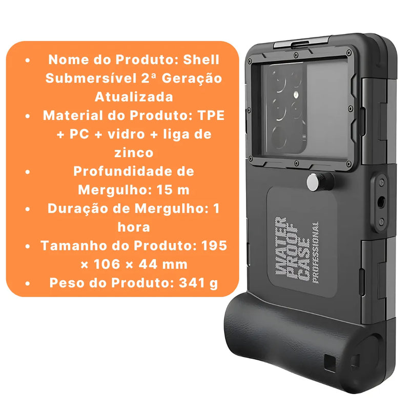 Capa de Mergulho A Prova D'Agua Shellbox IP68 para Celular até 6,9" | Innova Fácil