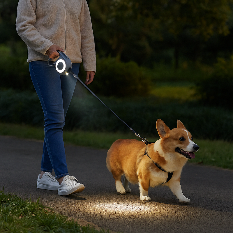 Guia Retrátil com Lanterna LED Integrada