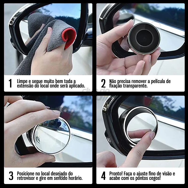 EasyVision™ 2.0 Espelho Convexo Auxiliar para Retrovisor Universal - 2 Pçs