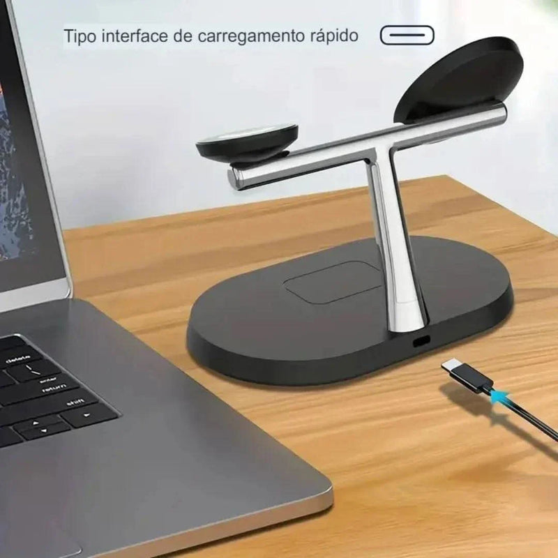 Estação De Carregamento Magnético Rápido 3 Em 1 Para iPhone, Apple Watch E AirPods | Innova Fácil