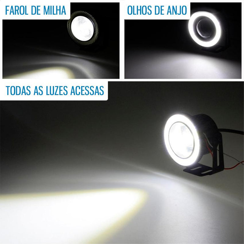 Farol de Milha Universal Angel Eyes Prova D'água - 2 Pçs