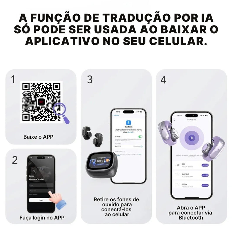 Fone Bluetooth Erazer XF28 PRO com Tradução em Tempo Real e Bateria de 30h | Innova Fácil