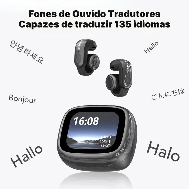 Fone Bluetooth Erazer XF28 PRO com Tradução em Tempo Real + Power Bank Grátis | Innova Fácil
