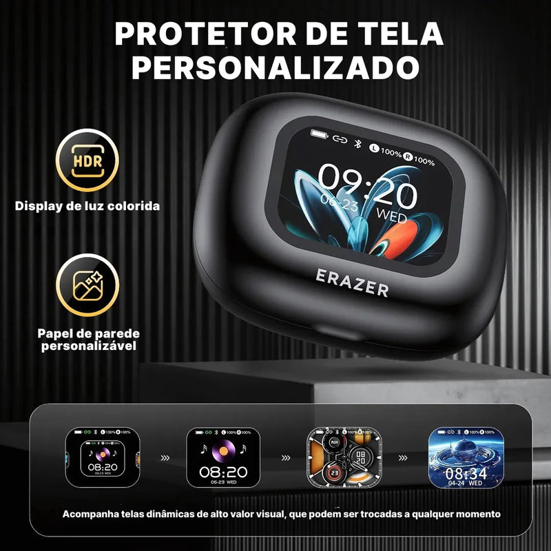 Fone Bluetooth Erazer XP15 com Tela Touch, Tradutor em 145 Idiomas e LED Personalizável | Innova Fácil