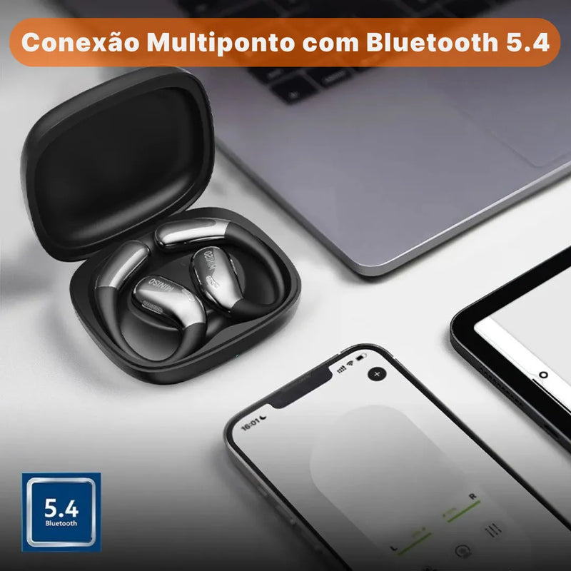 Fone Bluetooth Esportivo Miniso x28, Bluetooth 5.4 e Design Aberto | Innova Fácil