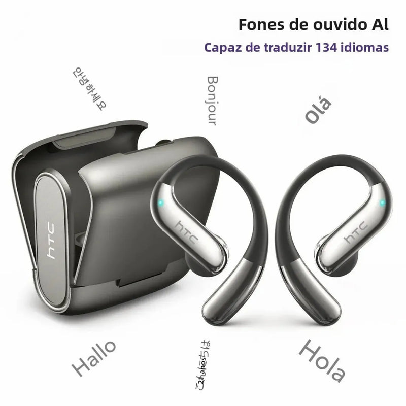Fone Bluetooth HTC23 com Tradução por App, Som Envolvente e Controle Touch | Innova Fácil