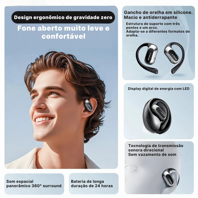 Fone Bluetooth Lenovo ERAZER X5 com Tradução em Tempo Real e Bateria de 42h | Innova Fácil