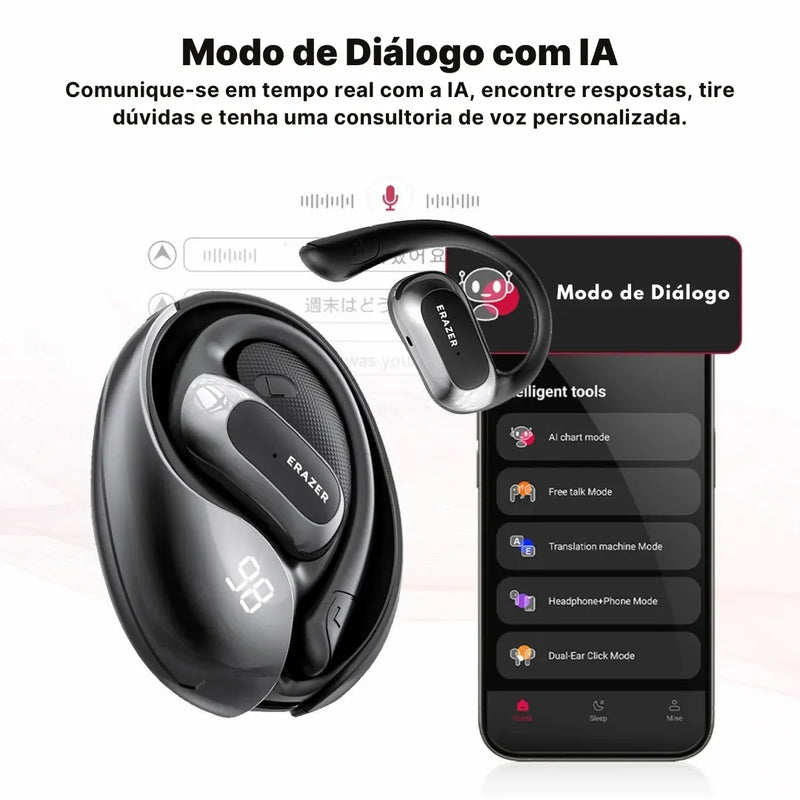 Fone Bluetooth Lenovo ERAZER X5 com Tradução em Tempo Real e Bateria de 42h | Innova Fácil