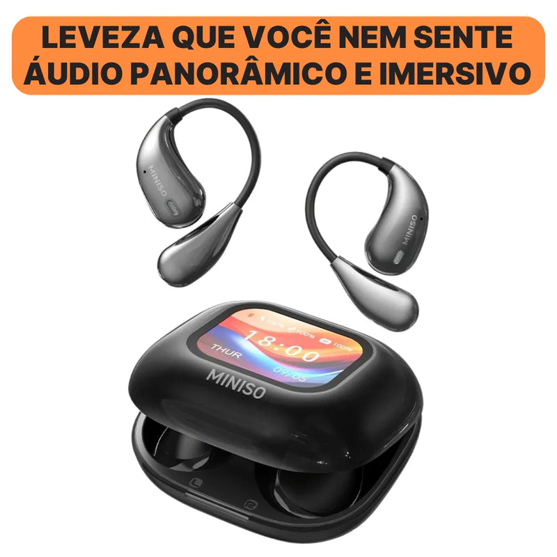 Fone Bluetooth Miniso M95 com Tela colorida, Bluetooth 5.4 e Áudio HiFi | Innova Fácil