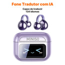 Fone Bluetooth Tradutor MINISO MS201 com Tradução em Tempo Real, ENC, 135 Idiomas e Estojo de Carga | Innova Fácil