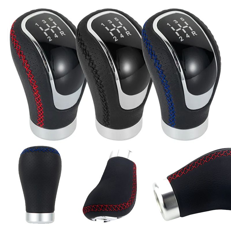 Manopla de Câmbio Manual Universal em Couro 5 e 6 Velocidades