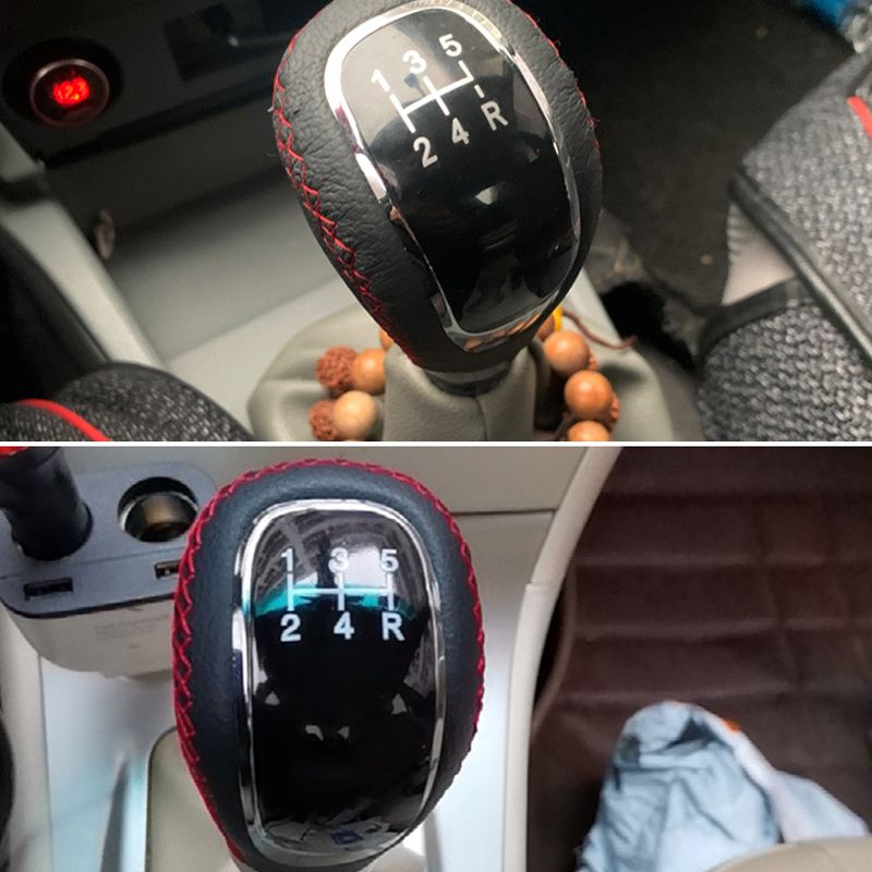 Manopla de Câmbio Manual Universal em Couro 5 e 6 Velocidades