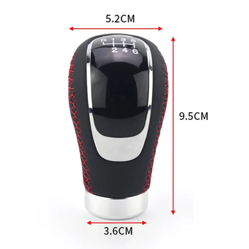 Manopla de Câmbio Manual Universal em Couro 5 e 6 Velocidades