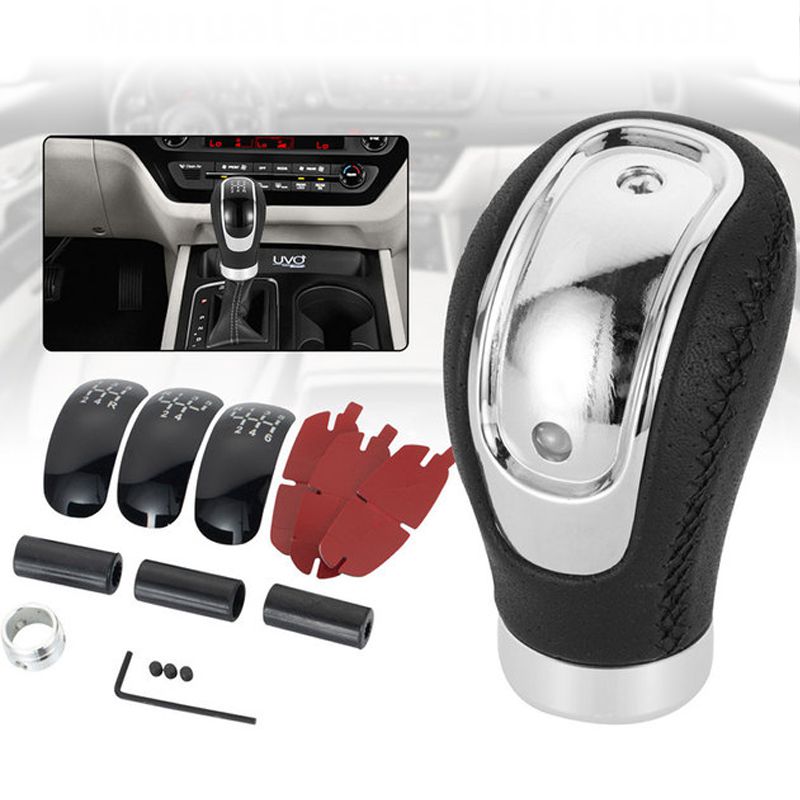 Manopla de Câmbio Manual Universal em Couro 5 e 6 Velocidades