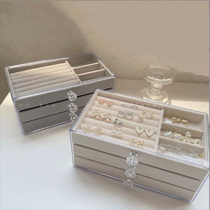 Porta Joia Acrílico Luxo com 3 Camadas- Brinco/ Anel/ Colar/ Pulseira