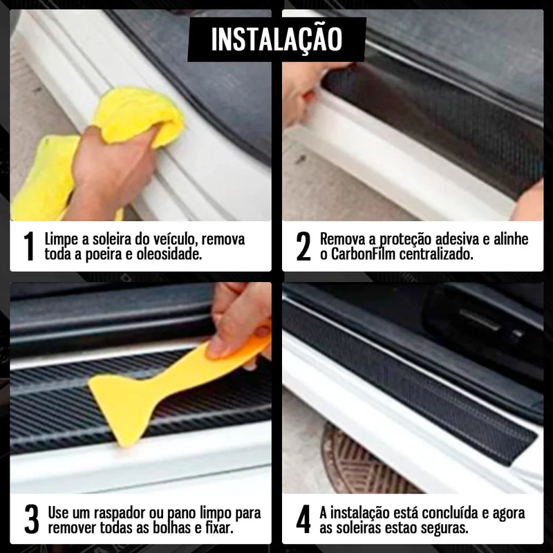 CarbonFilm™ Protetor de Soleira Anti-risco Premium - 4 Pçs