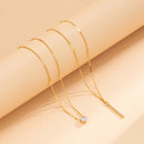 Corrente De Ouro Separável Em 2 Camadas Com Coração De Cristal Brilhante E Colar Pingente De Bastão